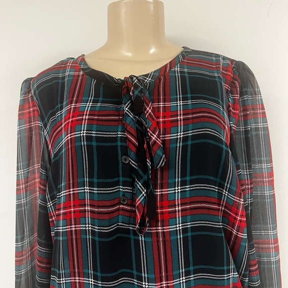 Draper James Red and Blue Plaid Long Sleeve Dress - Picture 2 of 6